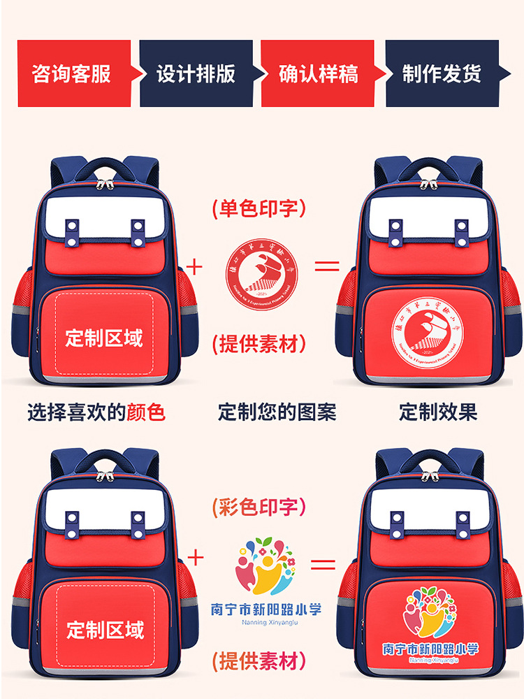 Mochila de niños de primaria 1 - 3 - 6 grados, mochila de niños de niñas, instituciones de capacitación, logotipo de mochila personalizada