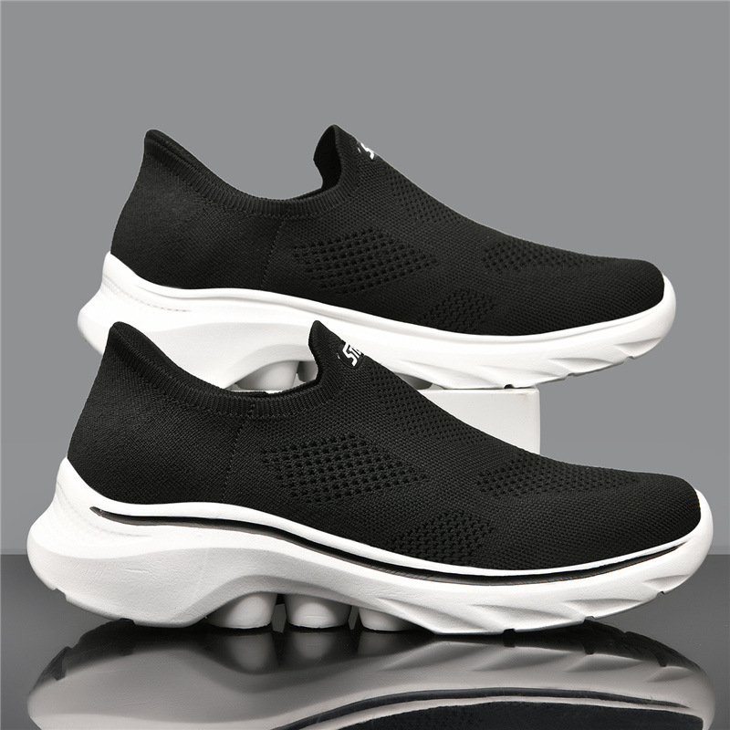 S家平替套脚飞织休闲运动鞋男轻便防滑健步鞋软底不累脚走路鞋子