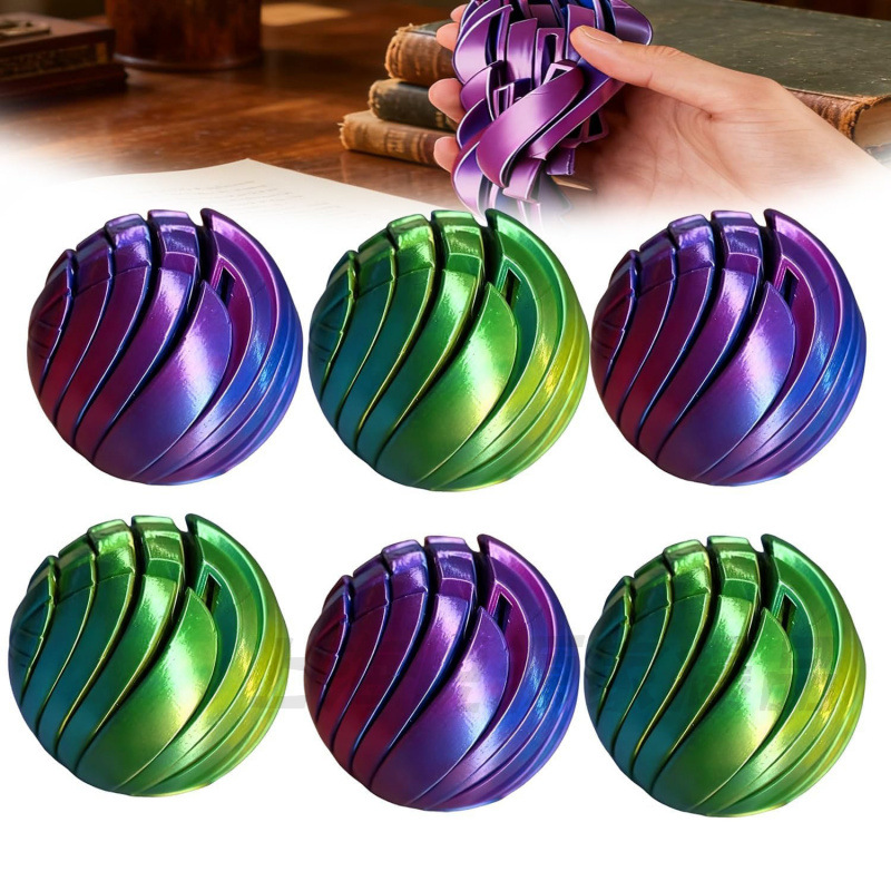Cross-Border Popular Slime Ball Fidget Toy 3D Printed Decompression Deformation Ball Tk Hot Selling Decompression Toy