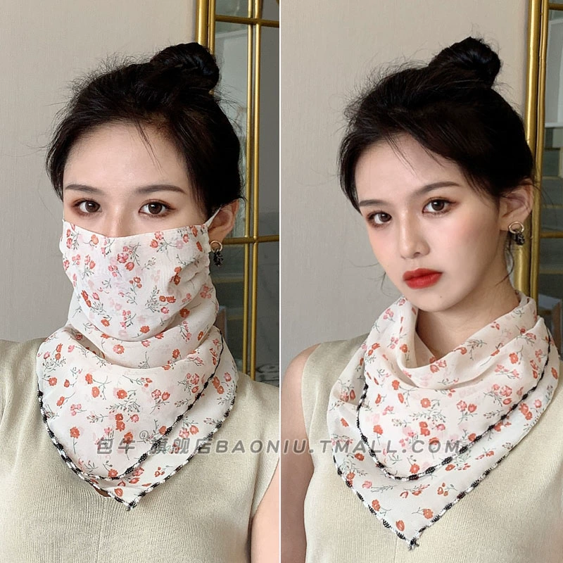 Summer veil for face, thin medical mask, sun protection, with neck protection