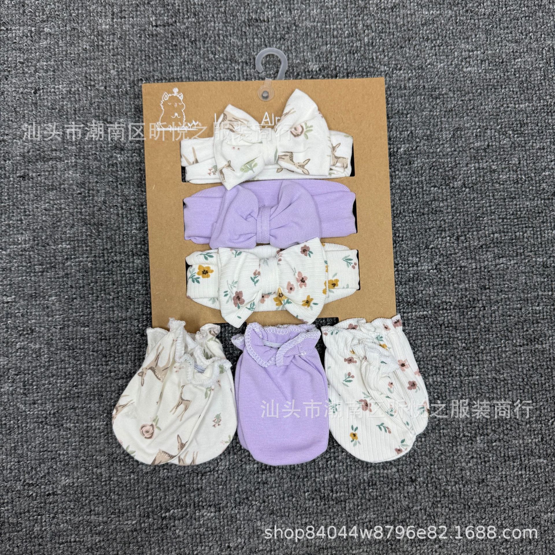 Juego de Diadema y Guantes para Bebé Set de 6 Piezas de Algodón para Recién Nacidos image 3