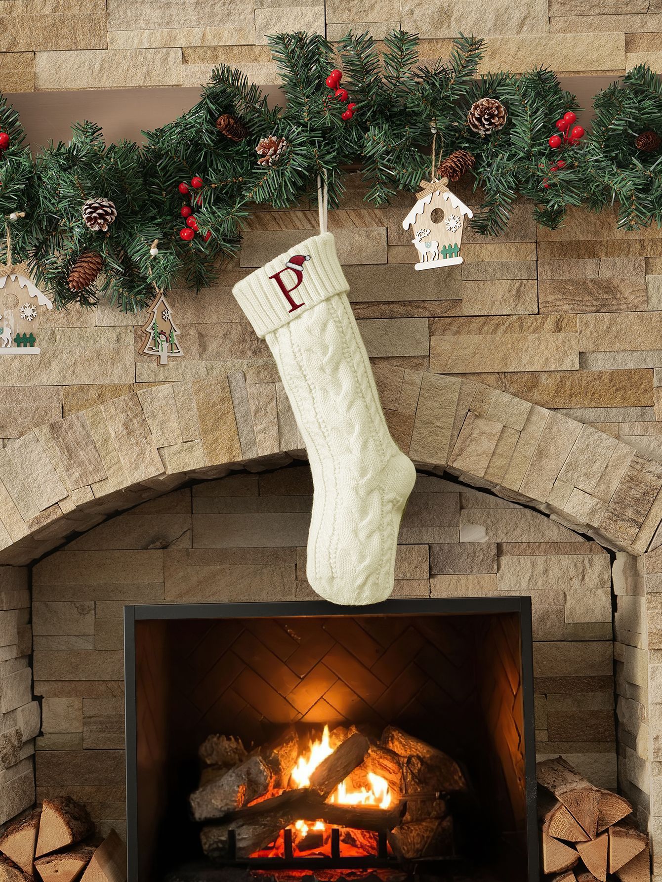 Amazon Europa y los Estados Unidos medias de Navidad personalizadas bordadas calcetines de letras de punto medias de regalo de Navidad colgantes fabricantes image 30