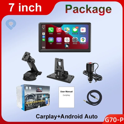 E-Commerce Export Portable 7inch Car Smart Screen Wireless Carplay Screen Projection Car Android Auto Mirror (Car Convenient GPS Navigation) - 7inch-wireless-wired-carplayandroid-auto-dual-bracket-cross-border-english-version-standard