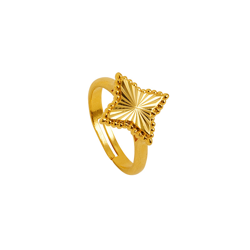 Vietnam oro de arena flores de cuatro estrellas anillo de estriado de ajuste de boca viva dama temperamento de mar China fábrica de viento mayorista