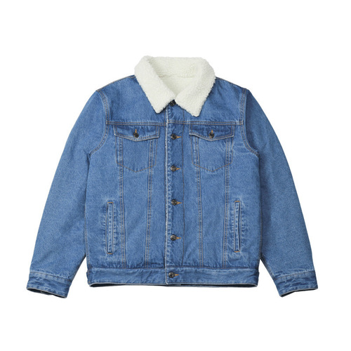Men's denim jacket for autumn and winter 2026 new model, thickened and furred goat hair cotton coat, Korean version, slim-fit men's jacket