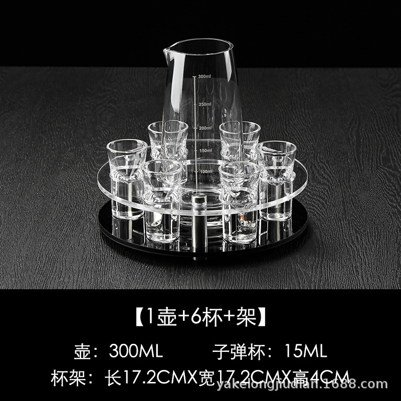 Estante redondo negro de 6 agujeros + olla de 300ml + 6 tazas de 15ml