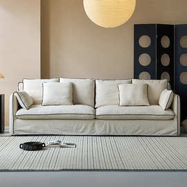 复古风沙发亚麻可拆洗超软布艺沙发Cotton and linen fabric sofa