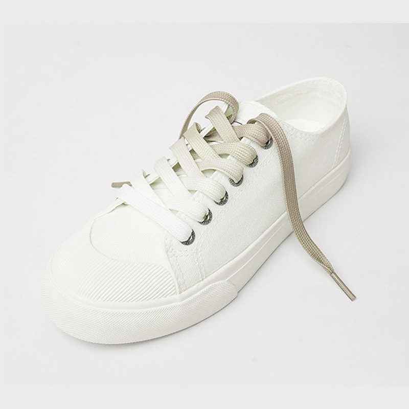 Lona zapatos blancos gradiente cordón transparente doble capa