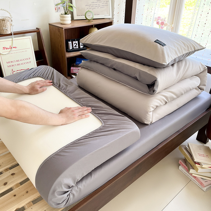 Dormitorio de estudiantes de tres piezas de cama de algodón, sábanas de algodón, colcha de cama de verano de cuatro piezas