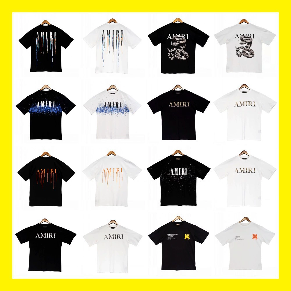 Трансграничные европейские и американские приливные бренды amri брызги чернил лак камуфляж звездное небо граффити буквы с короткими рукавами футболки для мужчин и женщин