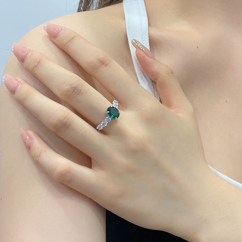 Retro Oval Sterling Silver Plating Inlay Zircon Rings 1 Piece