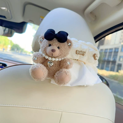 Bag Car Inner Front and – Car tissue box/set - pearl-chain-bear-puff-paper-box