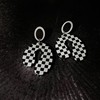 Silver needle, retro advanced black earrings with bow, silver 925 sample, high-quality style, wholesale