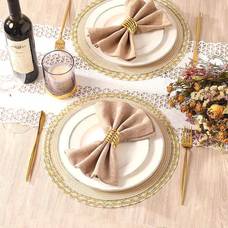 Phnom Penh tejido almohadilla de comedor americana almohadilla de comedor occidental almohadilla de decoración doméstica almohadilla de decoración modelo de habitación de lujo ligero platos PP almohadilla de platos