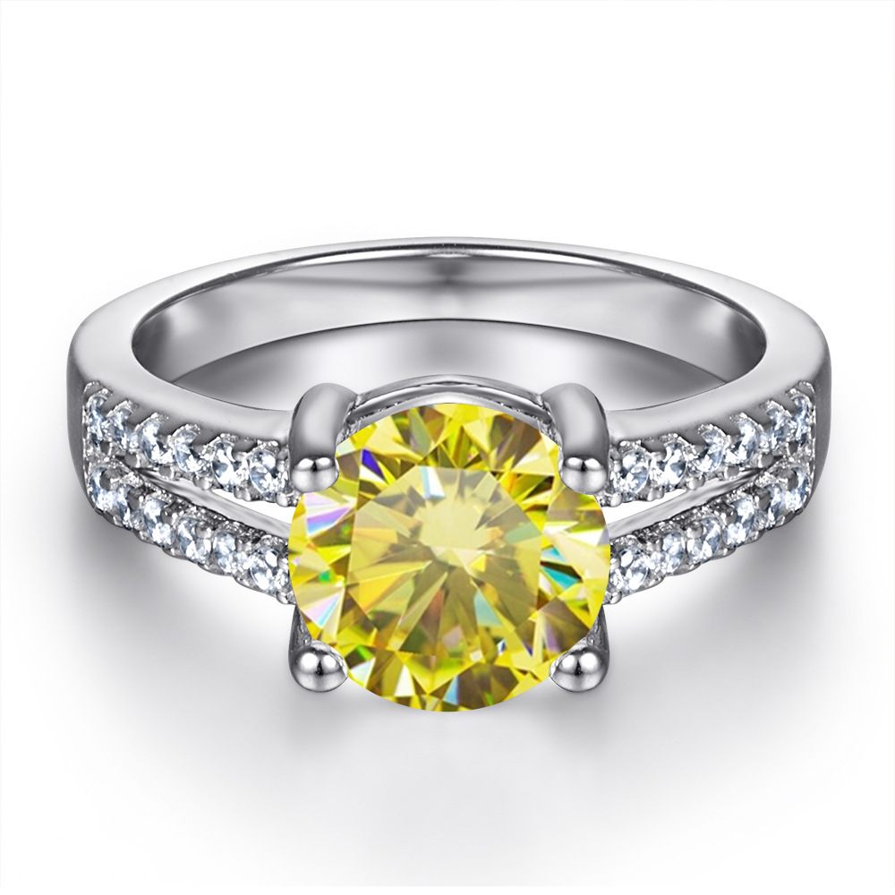 Anillo de plata s925 cabeza de toro clásica 1 quilates anillo de diamante de diamante de doble fila de mujer huevo de paloma anillo de boda en vivo