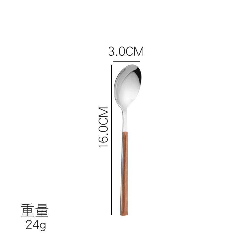 304 사각 손잡이 나뭇결 티스푼