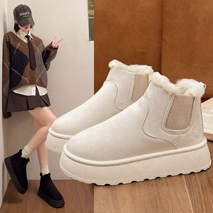 Thick bottom flannel elastic band thickened winter all-match warm one-step short boots cotton-padded shoes women's domestic sale foreign trade snow boots