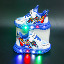 儿童运动鞋春秋款小童鞋子带灯卡通双网小童休闲鞋女童宝宝鞋批发