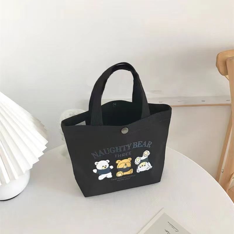 Canvas bag, small and versatile handbag, female student lunch box bag, simple hand-held bag, office worker lunch box bag undefined