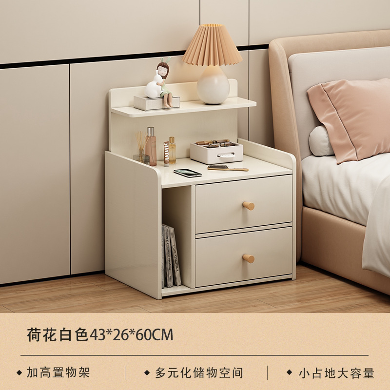 Mesa de cabezal de cama lado armario pequeño creativo estante del dormitorio doméstico de alquiler de habitaciones de madera sólida pierna de la cama armario de almacenamiento