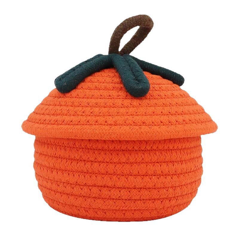 Cesta de almacenamiento de dibujos animados Halloween calabaza cuerda de algodón trenzada cinta de cubierta cesta de acabado doméstico juguetes bocadillos cesta de almacenamiento