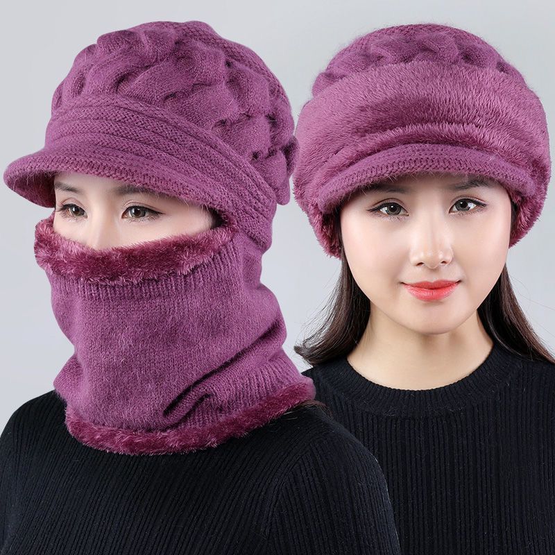 겨울 모직 모자 두꺼운 벨벳 원피스 어머니 모자 중년 및 노인 여성을위한 따뜻한 가을, 겨울 니트 모자 도매