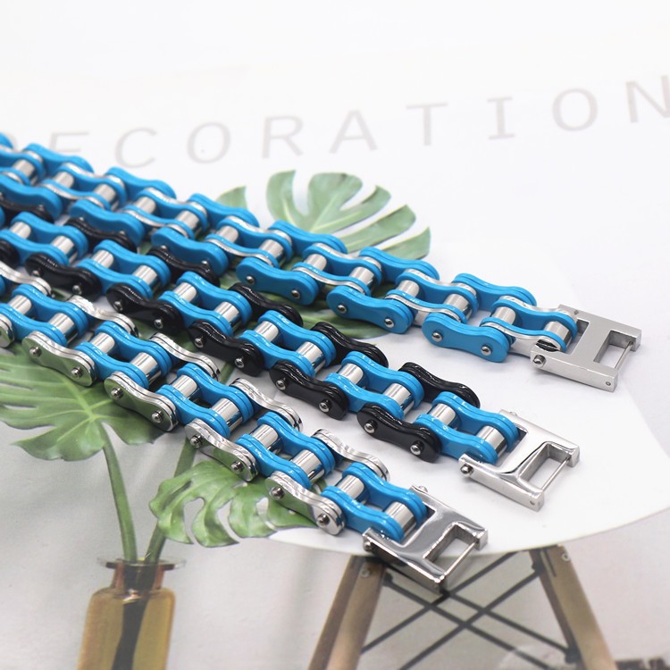 潮流不锈钢高级喷漆机车链单车链手链 个性百搭各色嘻哈风手饰