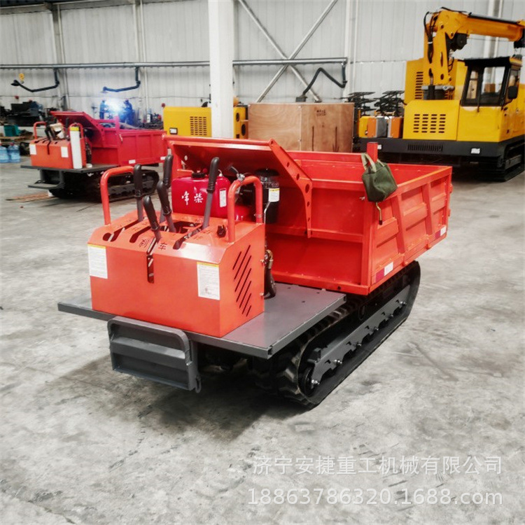 丛林小道履带运输车 小型手扶式自卸运输车 伸缩托木架毛竹搬运车