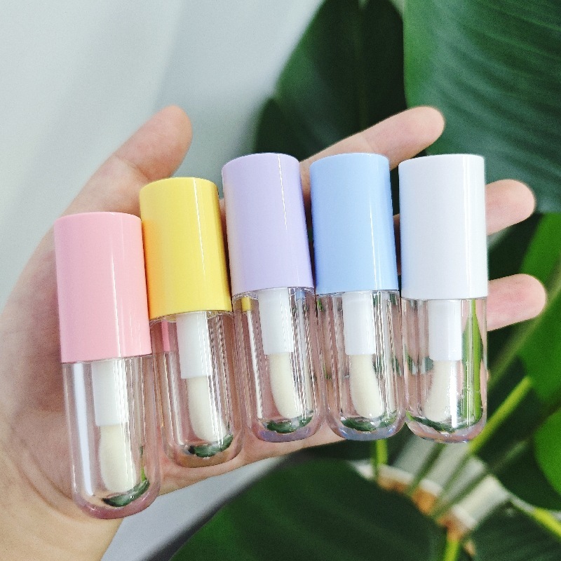 现货5ml多巴胺粉色圆头可爱唇彩唇釉管带大刷头lip gloss tube|undefined