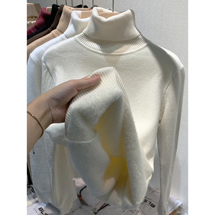Breastfeeding Clothes Mink Velvet All-match Thickened Inner High Collar Knitted Base Shirt fleece-lined Thickened Autumn and Winter Breastfeeding Top