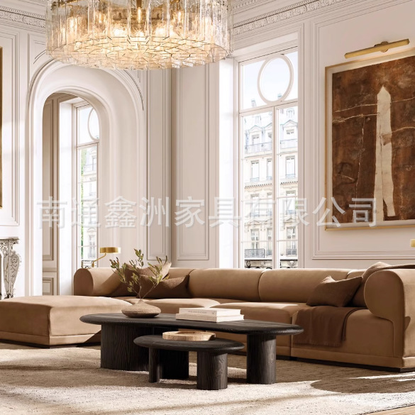 American Rh Furniture Simple American Modern Combination Sofa Log Cream Style Retro Fabric Casual Single Sofa