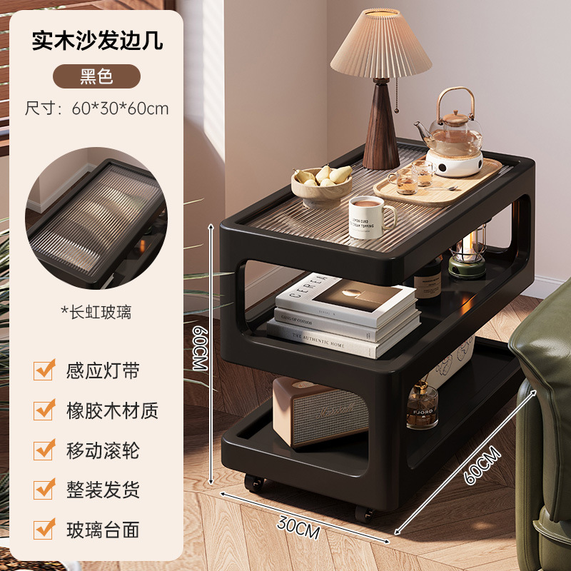 Sofá de madera maciza móvil gabinete lateral sala de estar estilo medieval mesa de té doméstica dormitorio creativo alternativa de mesilla de cama