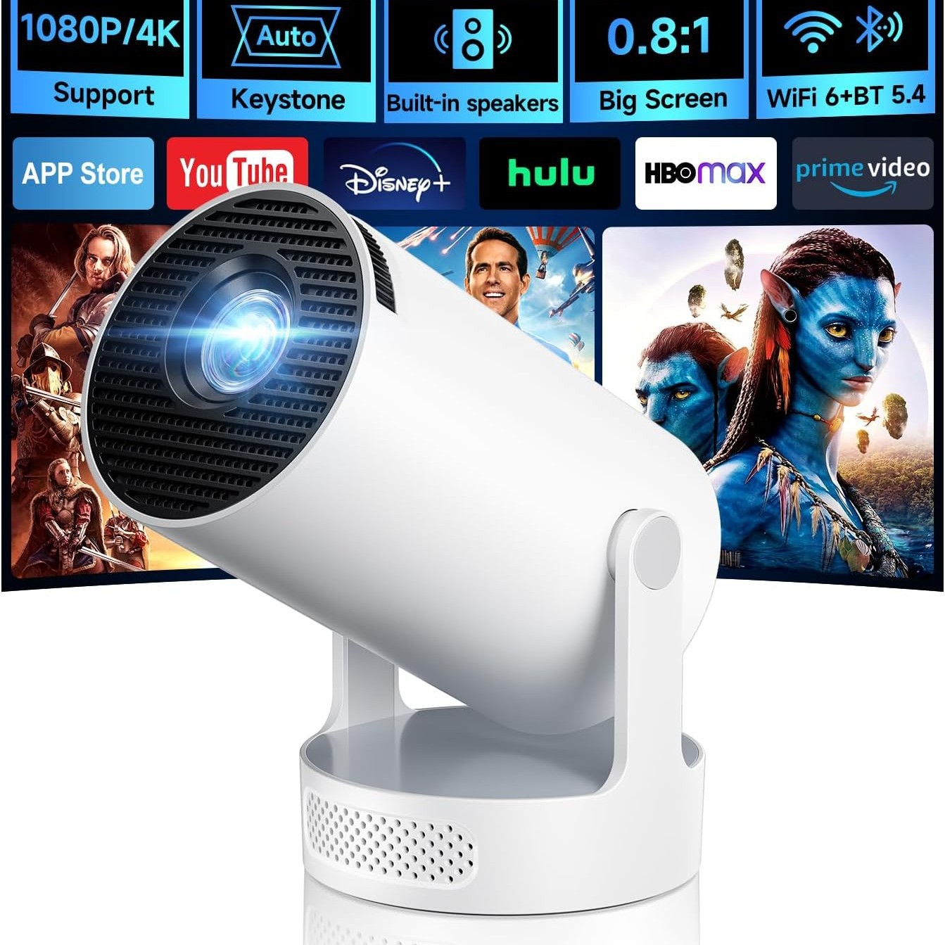 HY300ultra corto enfoque 4K proyector doméstico de pared de dormitorio de ultra alta definición inteligente mini proyector portátil