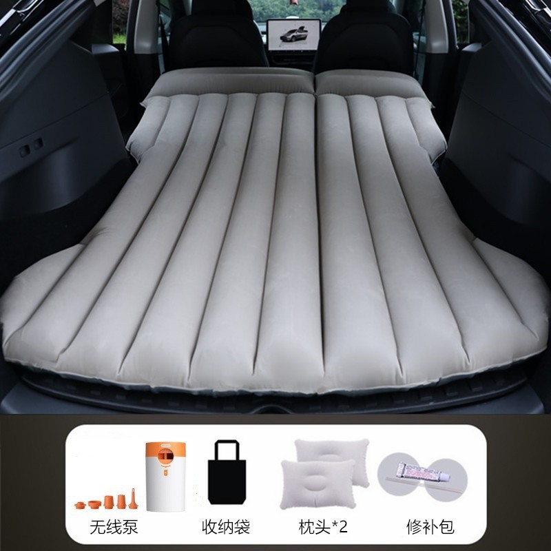 Shiyong For Tesla Model Y/3 Car Inflatable Bed SUV Trunk Sleeping Pad Folding (Vehicle-mounted inflatable bed) - gray-tesla-model-y-with-round-white-orange-pump
