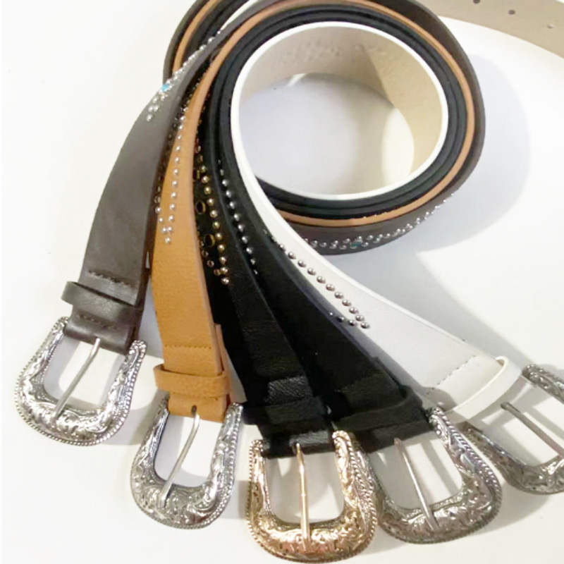 Trendy new retro inlaid gem belt female punk style personality y2g hot girl decorative all-Match belt in stock