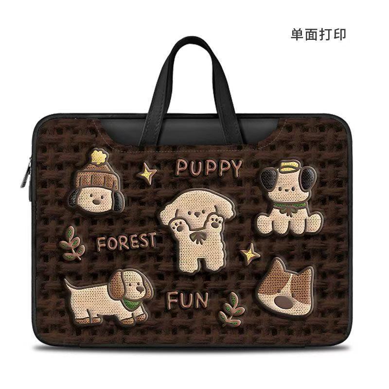 可爱小狗原创卡通插画笔记本电脑包手提单肩两用适用苹果/华为/小