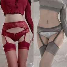 性感吊带一体袜纯欲丝袜女高筒大腿袜撞色超薄红色灰色辣妹纯欲风