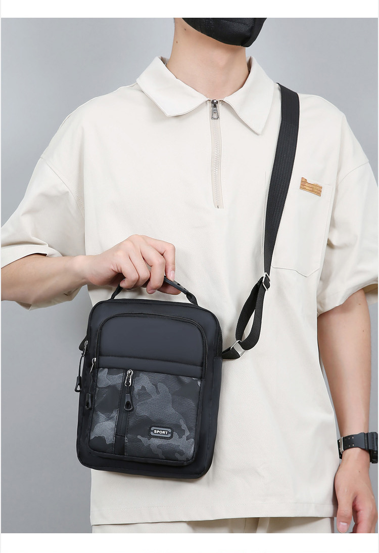 179g Weight Polyester Lining Material Sewing Thread Fashion Element Zipper Closure Type Sling Strap Strap Type Shoulder Bag Bags Type Casual Occasion Oxford Cloth Material Camouflage Pattern All Seasons Season Men's Gender Streetwear Style Square Shape Men's Camouflage Oxford Cloth Sewing Thread Zipper Shoulder Bag 1