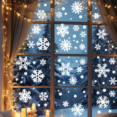 クリスマス雪花静電ステッカークリスマス装飾ガラスステッカー新年窓花金銀白色雪花窓ステッカー