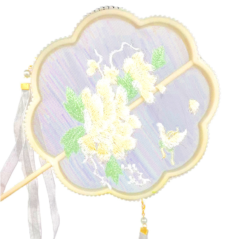刺绣扇子古风绣花团扇 古风汉服扇古典扇 舞蹈扇团扇旗袍扇 圆扇|undefined