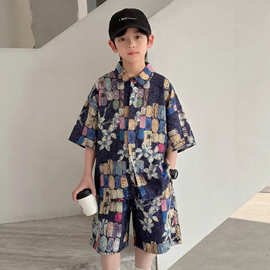 儿童装男童夏装套装2026新款男孩夏季夏款大童短袖薄款运动酷帅潮