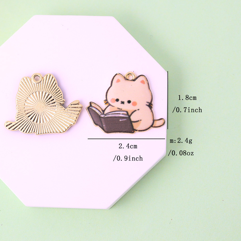合金 diy アクセサリー読書プリント猫キーホルダーペンダント携帯電話チェーンネックレスペンダントジュエリーアクセサリーメーカー|undefined