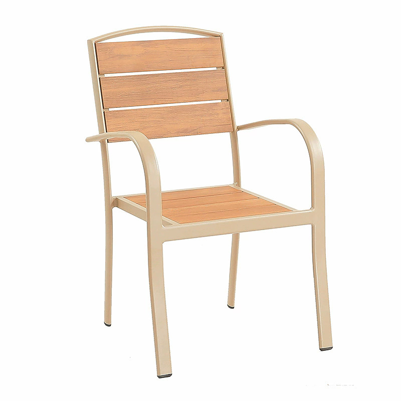 Mesa y silla de madera de plástico al aire libre para ocio anti-corrosión al aire libre balcón de villa de madera a prueba de agua y protección solar patio combinación de mesa y silla