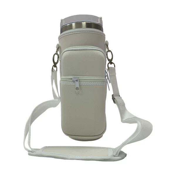 Metal buckle large cup cover + pocket style - white