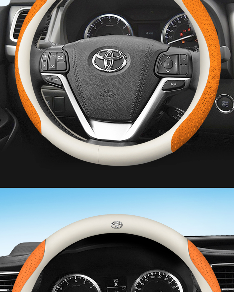 Suitable for 2021-23 Toyota Sienna Steering Wheel Cover, Car Handlebar Cover, Hand-Sewn Sienna Four-Season Universal Handlebar Cover