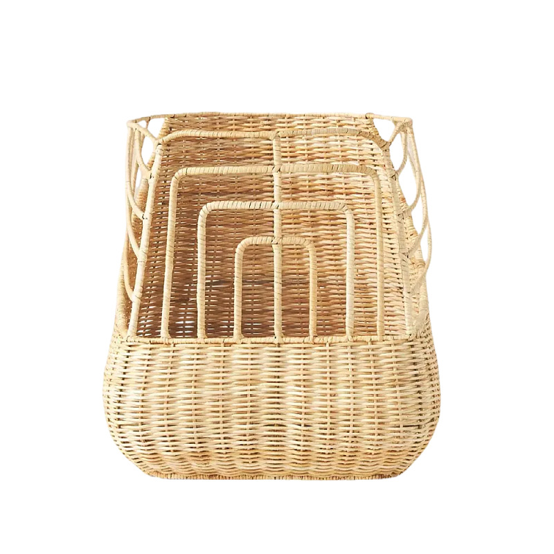 Cesta de almacenamiento para el hogar tejida de ratán al por mayor Cesta de pan francesa Cesta de almacenamiento de barra francesa Cesta de ropa sucia tejida a mano