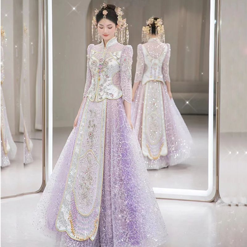 秀禾服新娘小个子结婚嫁衣中式婚礼敬酒服龙凤褂出阁服秀和薄款|undefined