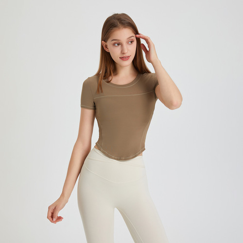 Sports short-sleeved women's quick-drying slimming running yoga wear T-shirt round neck skin-friendly breathable sports fitness top