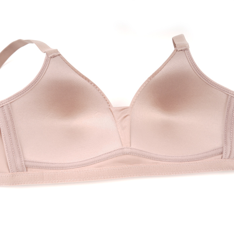 Fábrica de Shantou punto sin anillo de acero sujetador de mujer una pieza de ajuste cómodo sin marcas juntar sujetador de ropa interior anti-caída