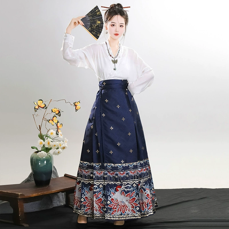Menglu hanfu женское яркое тканое золотое платье для макияжа в китайском стиле с цветочным принтом и вышивкой в древнем стиле, сказочные элегантные повседневные элементы хань